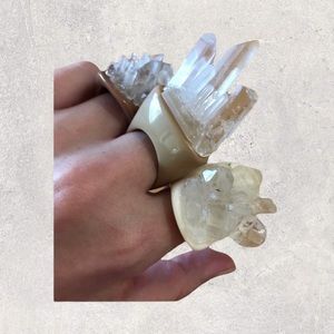 Raw Quartz Crystals Resin Ring 8
